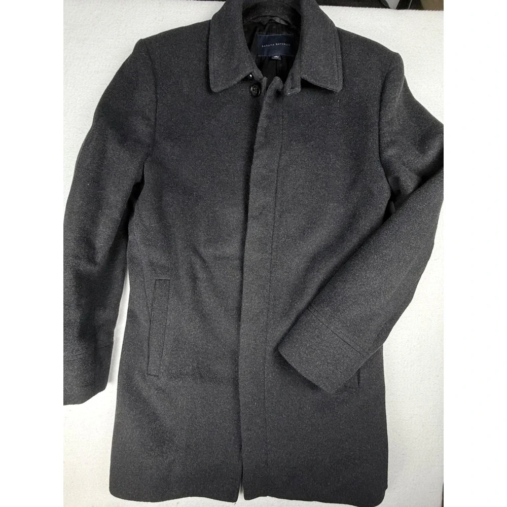 Banana Republic Mens Wool Cashmere Blend Car Coat Charcoal Gray Small RN 54023